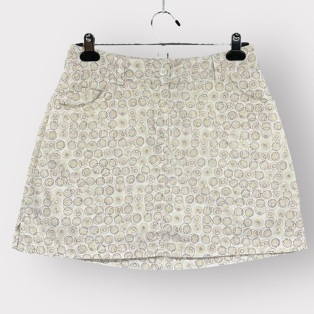 Slazenger Skort Womens 2 Cream Multicolor Geometric Circle Print Athletic Exc